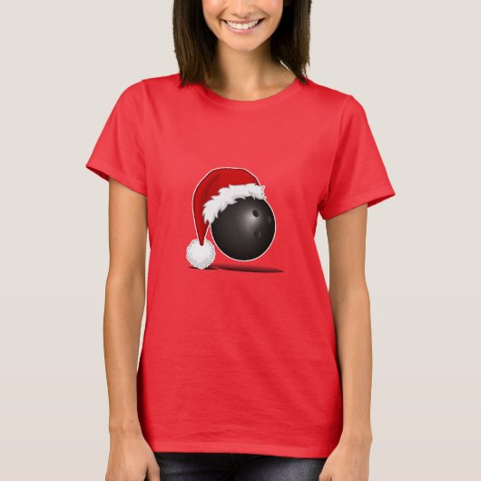 Funny Christmas Bowling Ball Santa hat - bowl fan T-shirt (Voorkant)