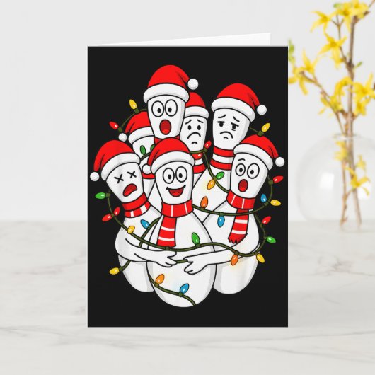 Funny Christmas Bowling Santa Bowling Ns Team Men  Kaart (Gele Bloem)