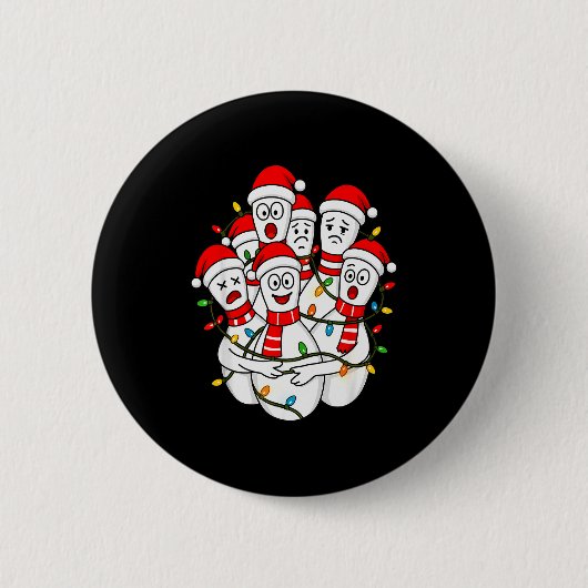 Funny Christmas Bowling Santa Bowling Ns Team Men  Ronde Button 5,7 Cm (Voorkant)