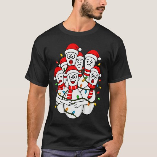 Funny Christmas Bowling Santa Bowling Ns Team Men  T-shirt (Voorkant)