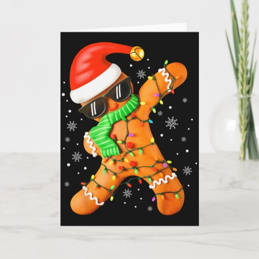 Funny Christmas Boys Kids Dabbing Gingerbread Xmas Kaart (Voorkant)
