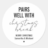 Funny Christmas Break Ronde Sticker (Voorkant)