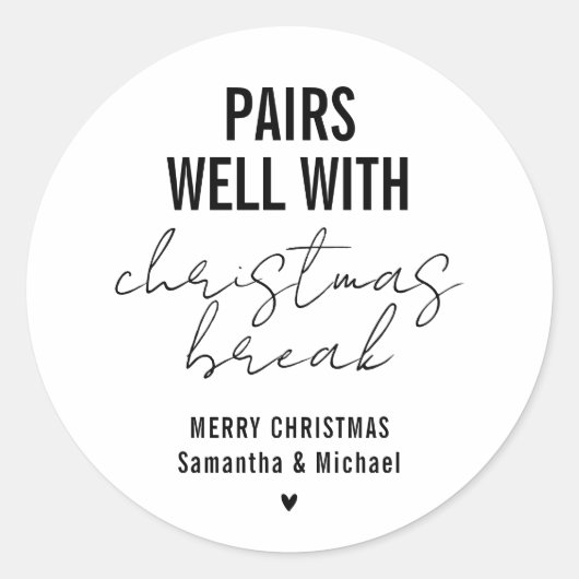 Funny Christmas Break Ronde Sticker (Voorkant)
