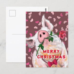 Funny Christmas Briefkaart met Gentleman Pig