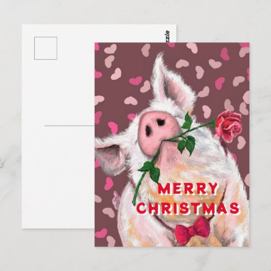 Funny Christmas Briefkaart met Gentleman Pig (Voorkant / Achterkant)