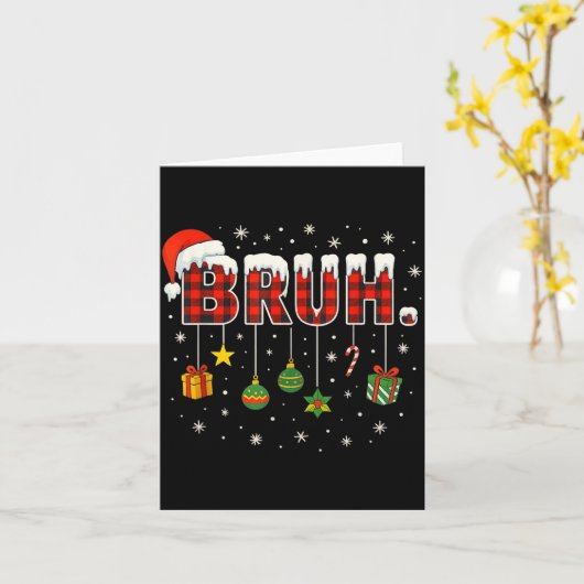 Funny Christmas Bruh Plaid Teens Boys Kids Xmas Pa Kaart (Gele Bloem)
