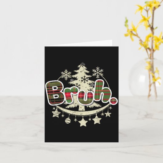 Funny Christmas Bruh Xmas Pajamas Red Plaid Men Wo Kaart (Gele Bloem)