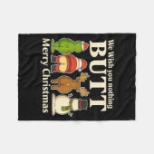 Funny Christmas Butt - We Wish You Merry Xmas Fleece Deken (Voorkant (Horizontaal))