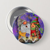 Funny Christmas Button Gift Happy Gnomes zingen (Voorkant /achterkant)
