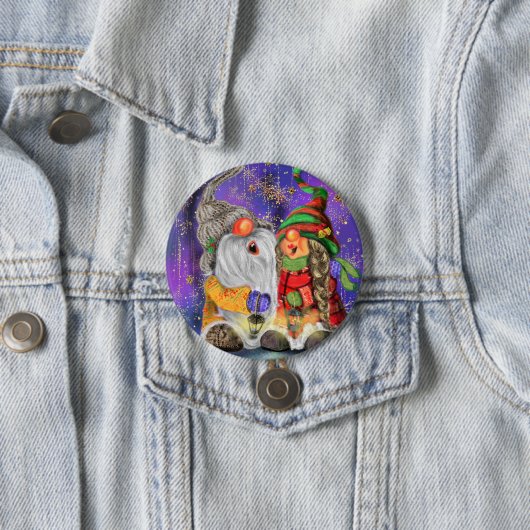 Funny Christmas Button Gift Happy Gnomes zingen (In situ)