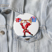 Funny Christmas Button Gift met Bodybuilder Santa (In situ)