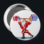 Funny Christmas Button Gift met Bodybuilder Santa<br><div class="desc">Bodybuilder Santa Claus met Funny Christmas Buttonnen Gift - Fun Cartoon Painting Funny Collectie - Kies / Voeg uw unieke tekst / naam / kleur - Maak uw speciale cadeau - Formaat wijzigen en verplaatsen of verwijderen en toevoegen van onderdelen / tekst met aanpassingstool! Schilderen en ontwerpen door MIGNED. Zie...</div>