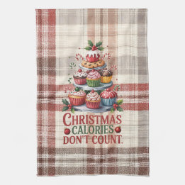 Funny Christmas Calories Don't Count Kitchen Towel Theedoek
