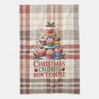 Funny Christmas Calories Don't Count Kitchen Towel Theedoek