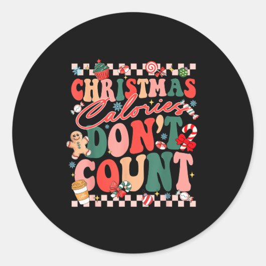 Funny Christmas Calories Don't Count Xmas Cookie  Ronde Sticker (Voorkant)