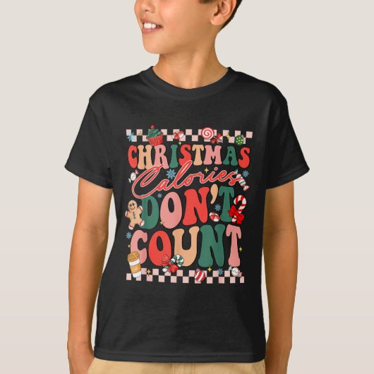 Funny Christmas Calories Don't Count Xmas Cookie  T-shirt (Voorkant)