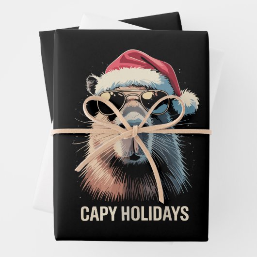 Funny Christmas Capy Holidays Xmas Capybara Inpakpapier Vel (In situ)
