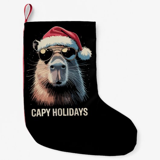 Funny Christmas Capy Holidays Xmas Capybara  Kleine Kerstsok (Voorkant)