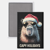 Funny Christmas Capy Holidays Xmas Capybara  Magneet (Voorkant / Achterkant)