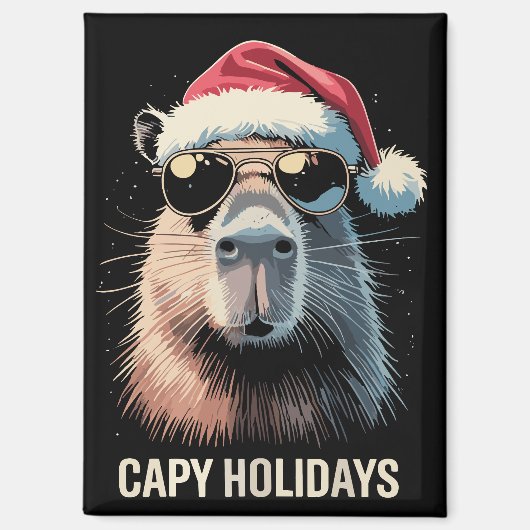 Funny Christmas Capy Holidays Xmas Capybara  Magneet (Voorkant)