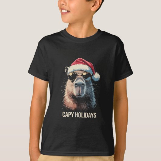 Funny Christmas Capy Holidays Xmas Capybara  T-shirt (Voorkant)