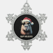 Funny Christmas Capy Holidays Xmas Capybara  Tin Sneeuwvlok Ornament (Voorkant)
