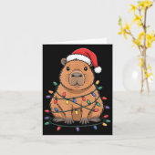 Funny Christmas Capybara Cute Cartoon Desing  Kaart (Gele Bloem)