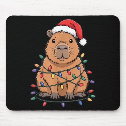 Funny Christmas Capybara Cute Cartoon Desing  Muismat (Voorkant)