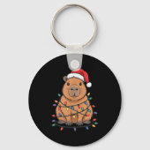 Funny Christmas Capybara Cute Cartoon Desing Sleutelhanger (Voorkant)