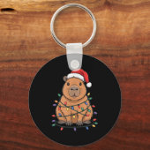 Funny Christmas Capybara Cute Cartoon Desing Sleutelhanger (Voorkant)