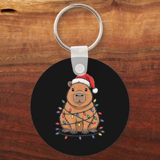 Funny Christmas Capybara Cute Cartoon Desing  Sleutelhanger (Voorkant)