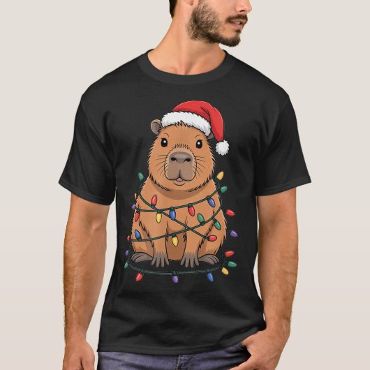 Funny Christmas Capybara Cute Cartoon Desing T-shirt (Voorkant)