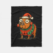 Funny Christmas Capybara With Santa Hat &amp; Swea Fleece Deken (Voorkant)