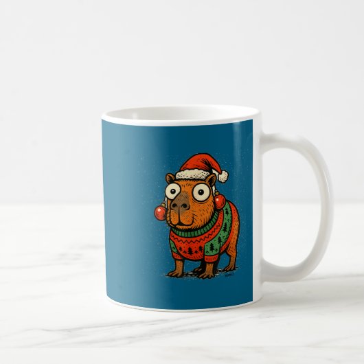 Funny Christmas Capybara With Santa Hat &amp; Swea Koffiemok (Rechts)