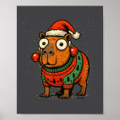 Funny Christmas Capybara With Santa Hat &amp; Swea Poster (Voorkant)