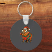 Funny Christmas Capybara With Santa Hat &amp; Swea Sleutelhanger (Voorkant)
