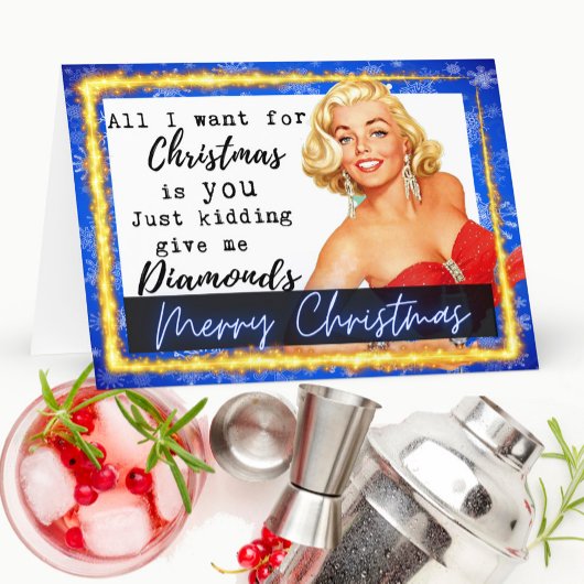 Funny Christmas Card Best Friend -Give Me Diamonds Bedankkaart
