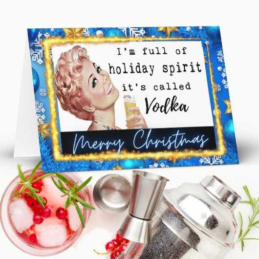 Funny Christmas Card Best Friend "Holiday Spirit"  Bedankkaart