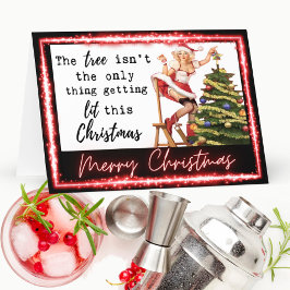 Funny Christmas Card Best Friend "Tree Lit" Bedankkaart
