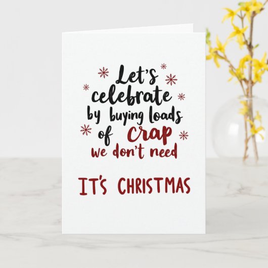 Funny Christmas Card Buying Loads of Crap Kaart (Gele Bloem)