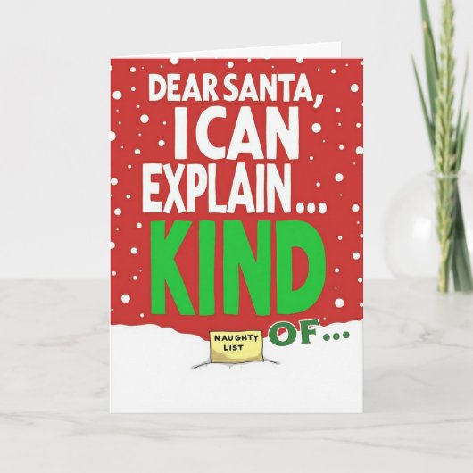 Funny Christmas Card Dear Santa I Can Explain Kaart (Voorkant)