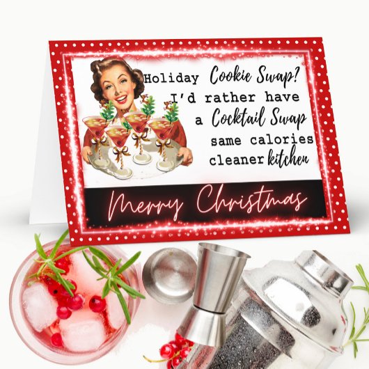 Funny Christmas Card Retro Best Friend Cookie Swap Kaart