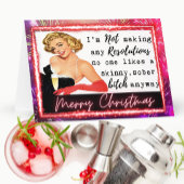 Funny Christmas Card Retro Best Friend NYE  Kaart