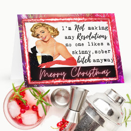Funny Christmas Card Retro Best Friend NYE  Kaart