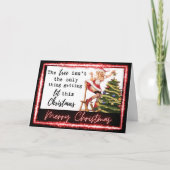 Funny Christmas Card Retro Best Friend "Tree Lit" Kaart (Voorkant)