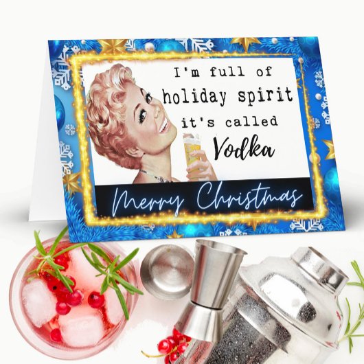 Funny Christmas Card Retro Best Friend "Vodka" Kaart