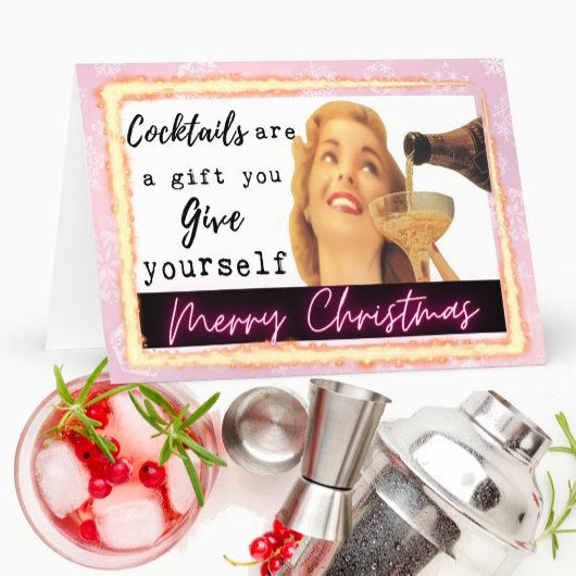 Funny Christmas Card Retro Best Friend "Yourself" Kaart