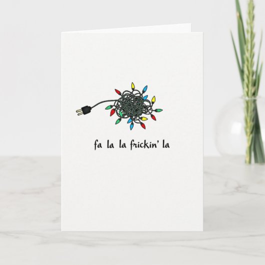 Funny Christmas Card Tangled Lights Fa La La Frick Kaart (Voorkant)