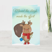 Funny Christmas Card With A Sleepy Reindeer Feestdagen Kaart (Voorkant)