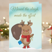 Funny Christmas Card With A Sleepy Reindeer Feestdagen Kaart
